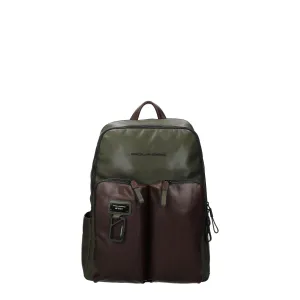 Piquadro Backpacks and Fanny Packs Man Leather Green/Moro Head