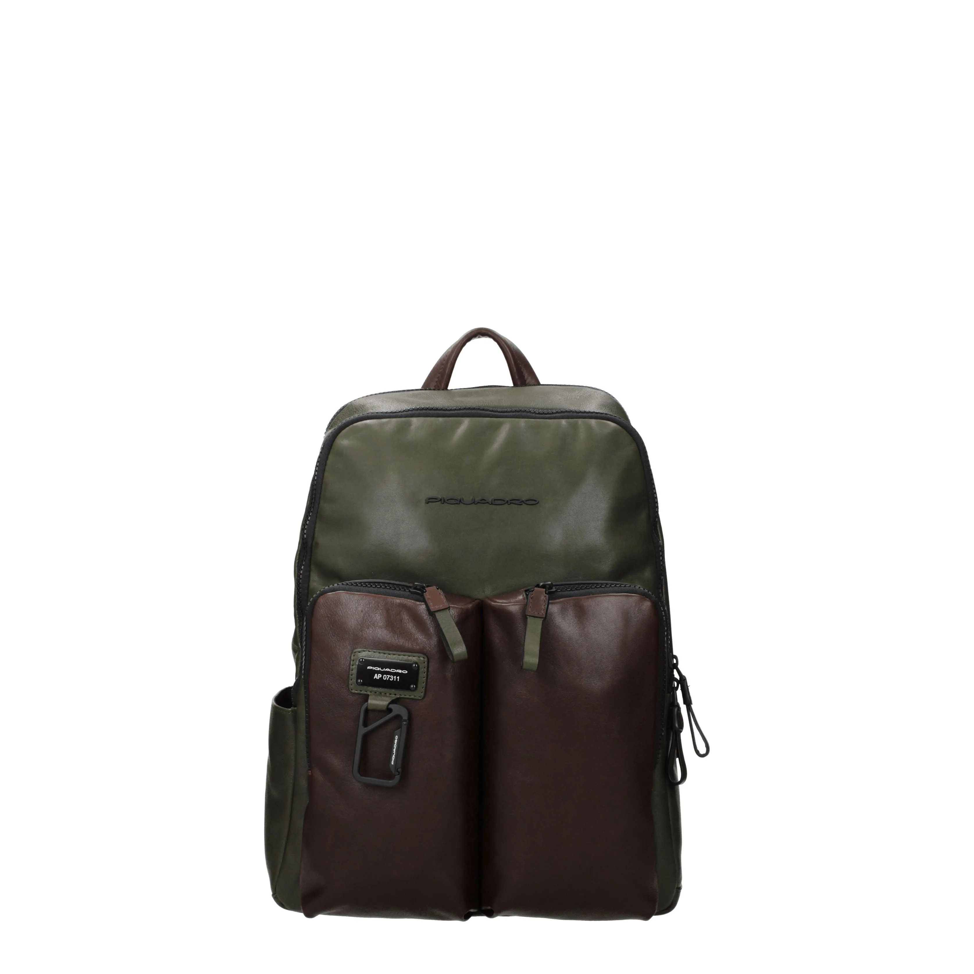 Piquadro Backpacks and Fanny Packs Man Leather Green/Moro Head