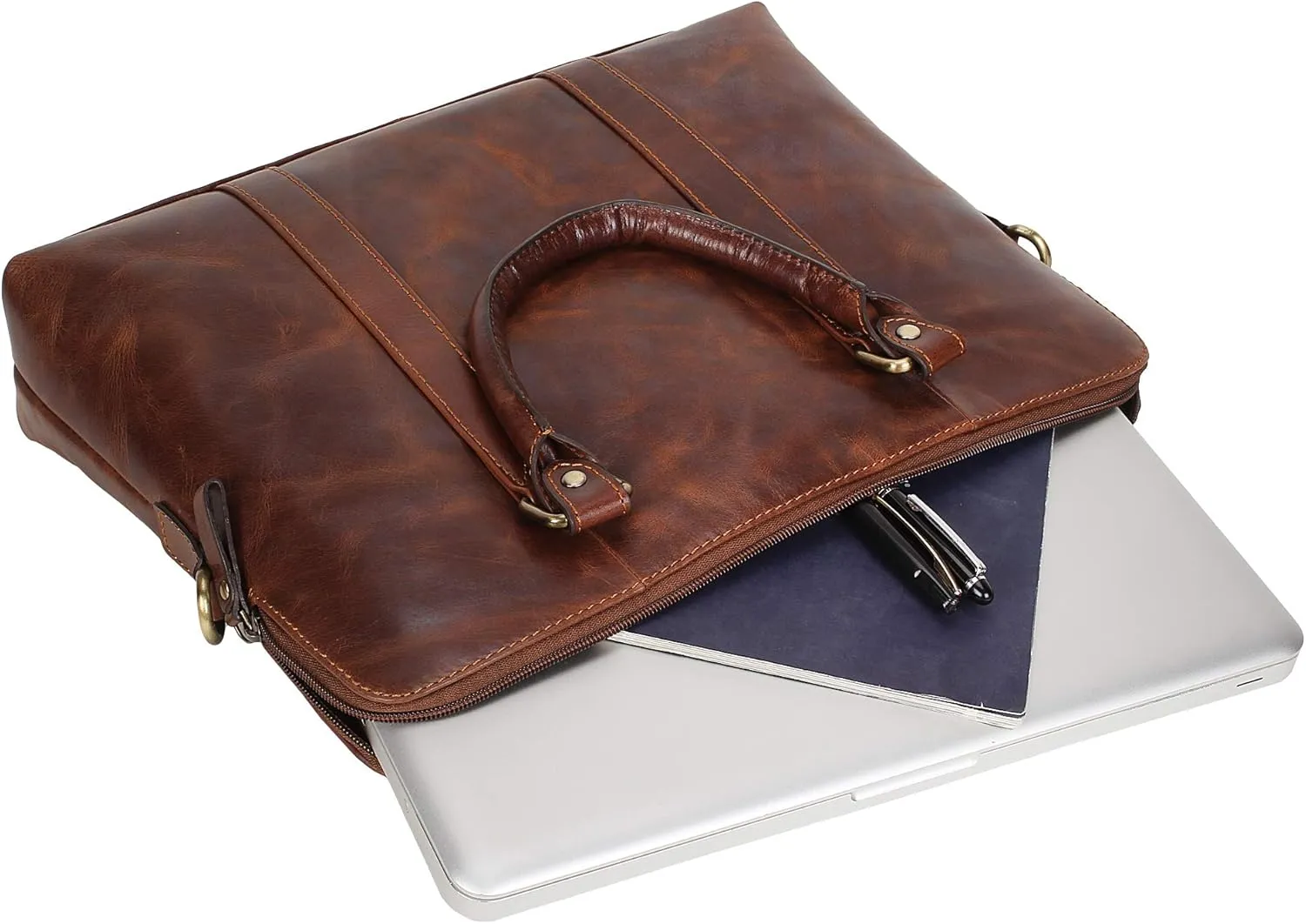 Pitaara Genuine Leather Women's Laptop Bag For Laptops Size 14"