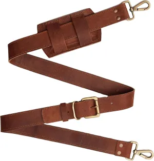 PLW Goat Leather Adjustable Replacement Leather Shoulder Strap for Crossbody Handbag with Heavy Duty Metal Swivel Hook | 60 Inches Long Genuine Brown Leather Purse Straps Replacement for Crossbody