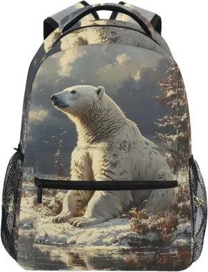 Polar Bear Backpack 3rd 4th 5th Grade School Bookbag Travel Laptop Daypack Bag Purse for Boys Girls Teens