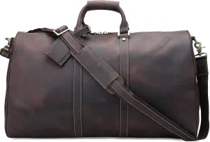 Polare 23'' Classic Full Grain Leather Travel Duffel Weekender Bag Overnight Duffle Bag For Men