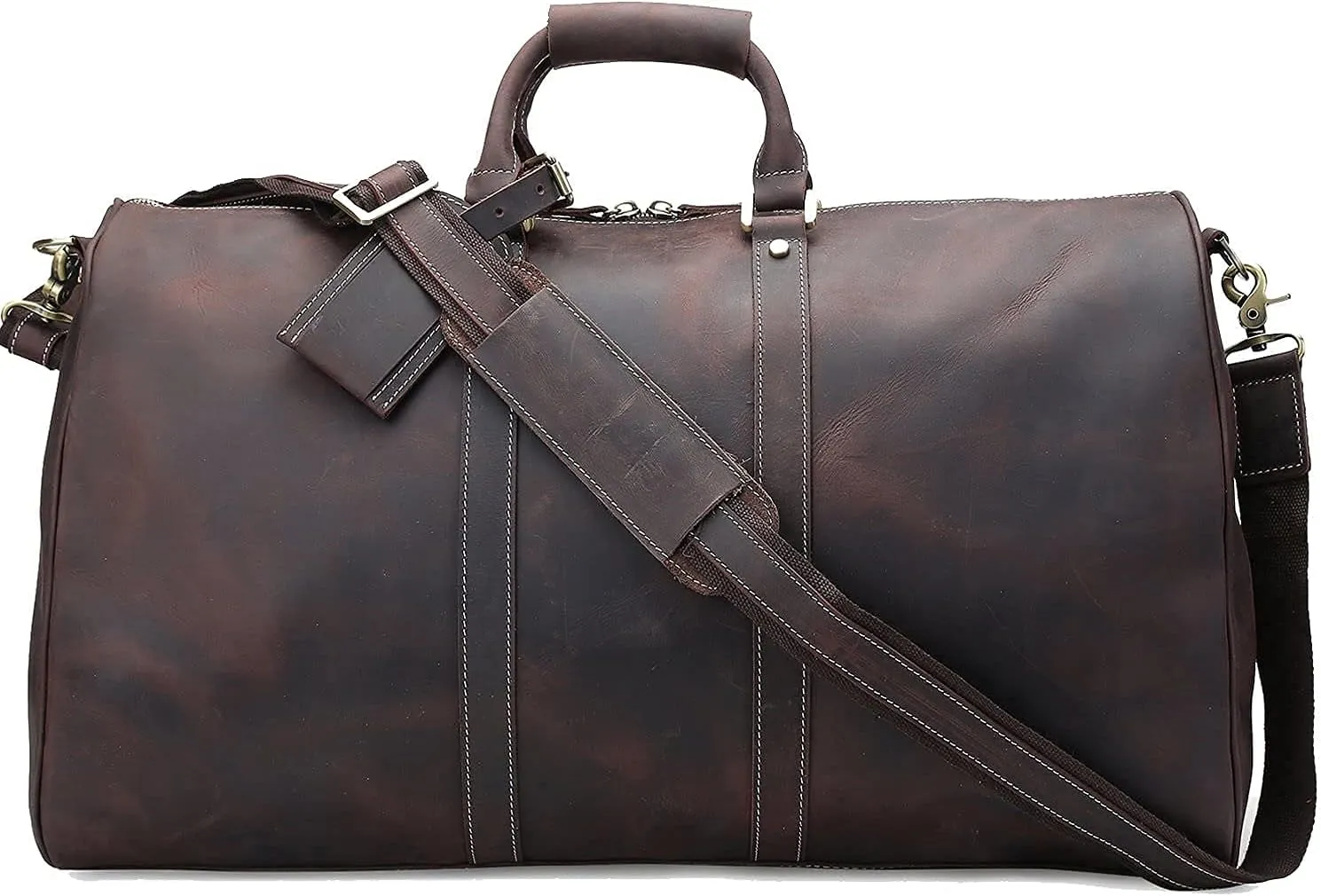 Polare 23'' Classic Full Grain Leather Travel Duffel Weekender Bag Overnight Duffle Bag For Men