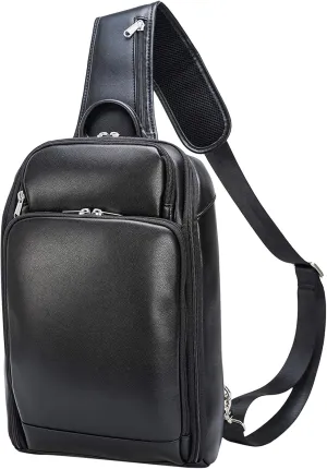 Polare Modern Style Sling Shoulder Bag Men’s Travel/Hiking Daypack with Full Grain Italian Leather and YKK Zippers