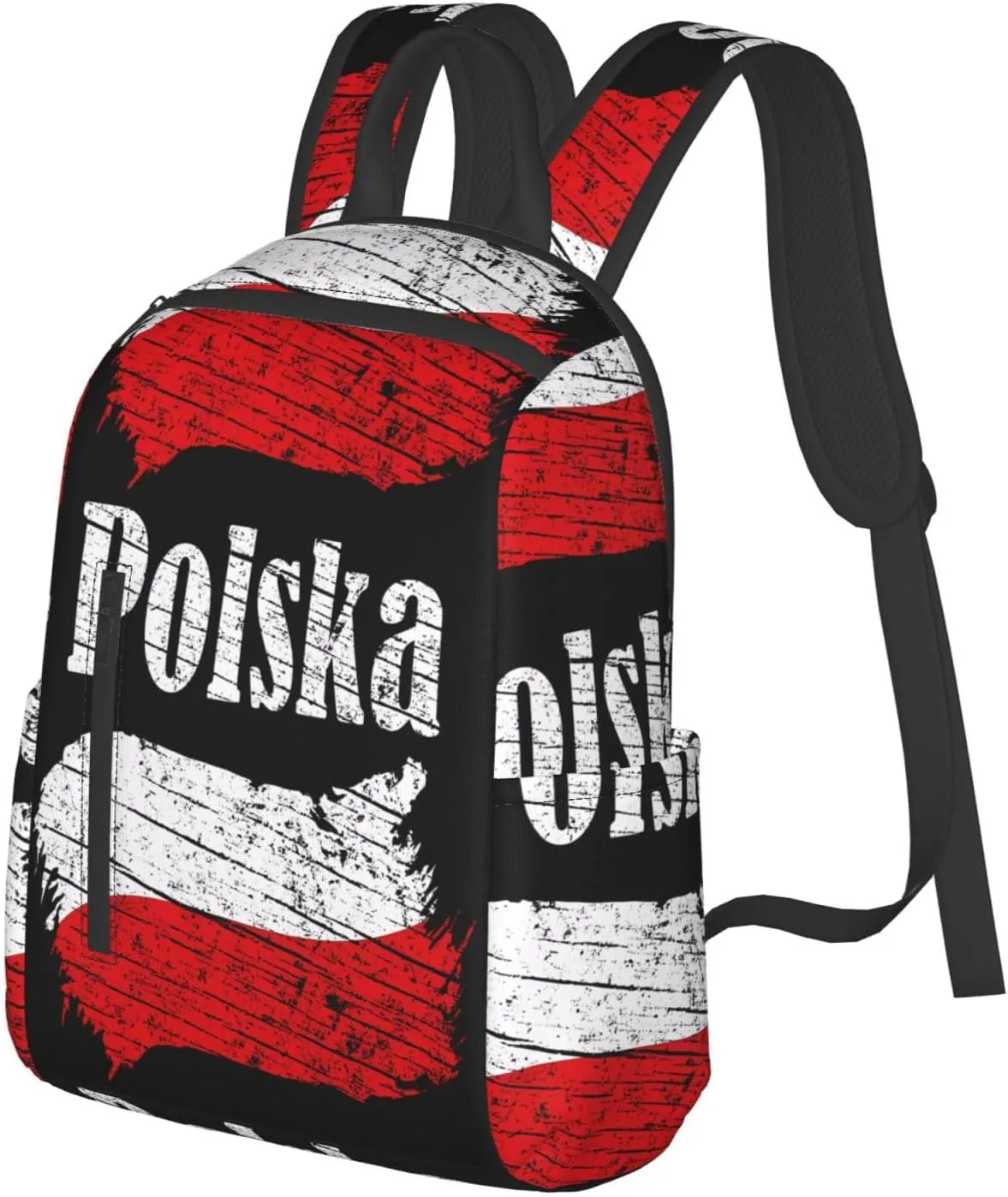 Polish Flag Poland Polska Flags Travel Backpacks Casual Laptop Backpack Sport Rucksack Large Capacity Daypack Multi-Pockets Adjustable Strap Bag for Working Hiking