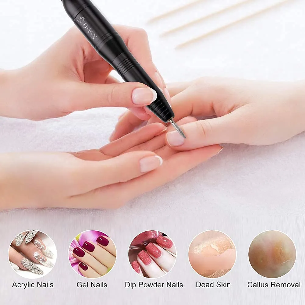 Portable Electric Nail Drill Machine，Compact 20000 RPM USB Manicure Pedicure Efile Nail Drill Kit for Acrylic Nails Gel Polishing Shape Tools with Drill Bits and Sanding Bands-Black