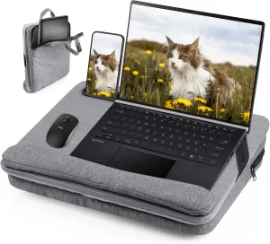 Portable Lap Desk with Cushion and Storage Bag - 15.6 in Laptop Storage Home Office Workstation for Couch or Bed, Computer Laptop Stand