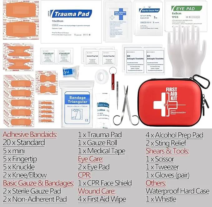 Portable Mini First Aid Kit Compact Medical Kits with Compartments, Waterproof Small EVA Case for Car, Home, Outdoors, Sports, Camping, Hiking and Office