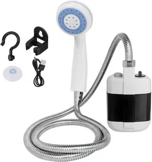 Portable Shower Camping Shower Outdoor Camp Shower Pump, 2025New Multipurpose Electric Outdoor Shower, Electric Rechargeable Outdoor Shower Head Sprayer for Camping, Hiking, Beach, Car Washing