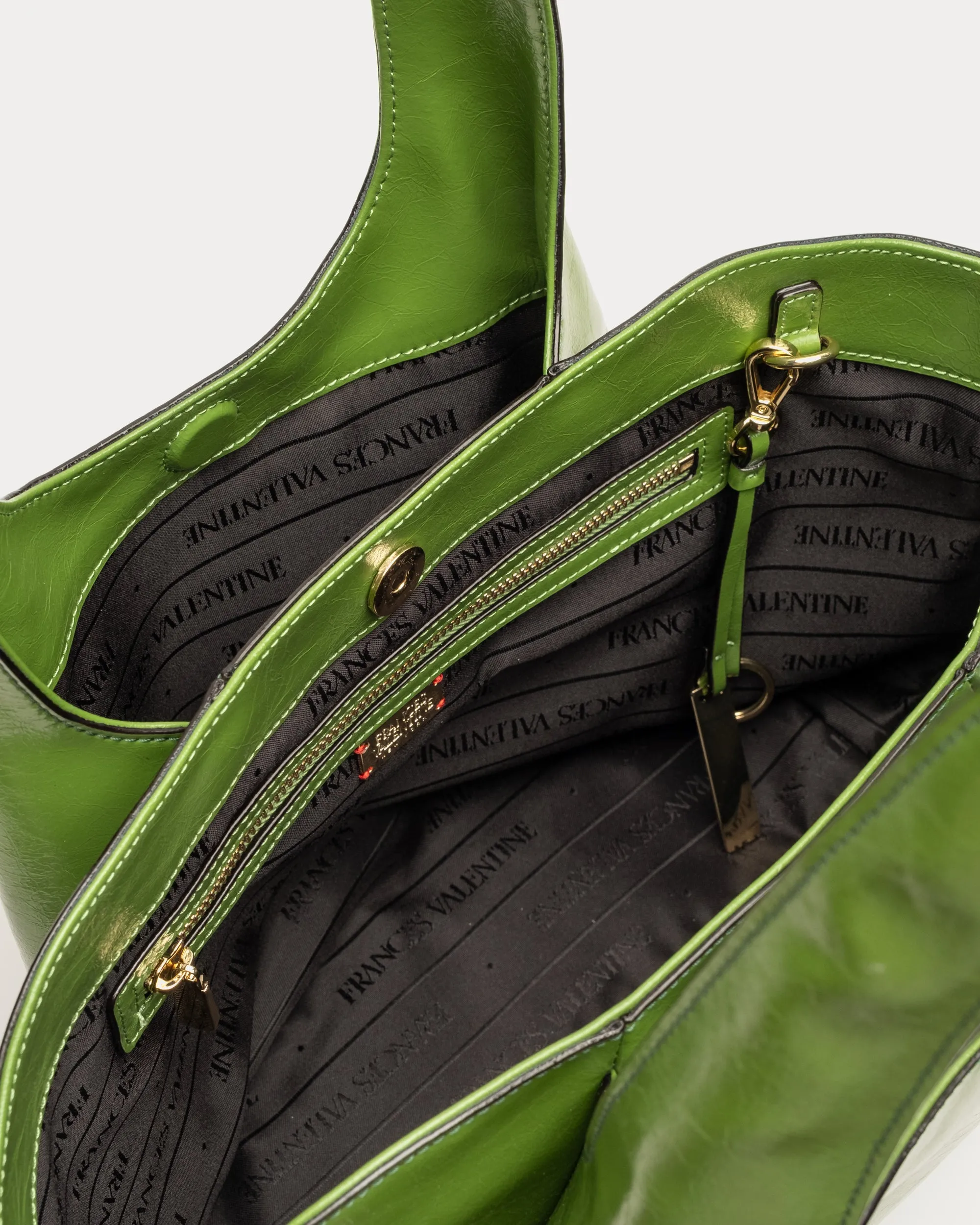 Portia Satchel - Crinkled Leather Green