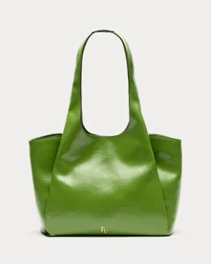 Portia Satchel - Crinkled Leather Green