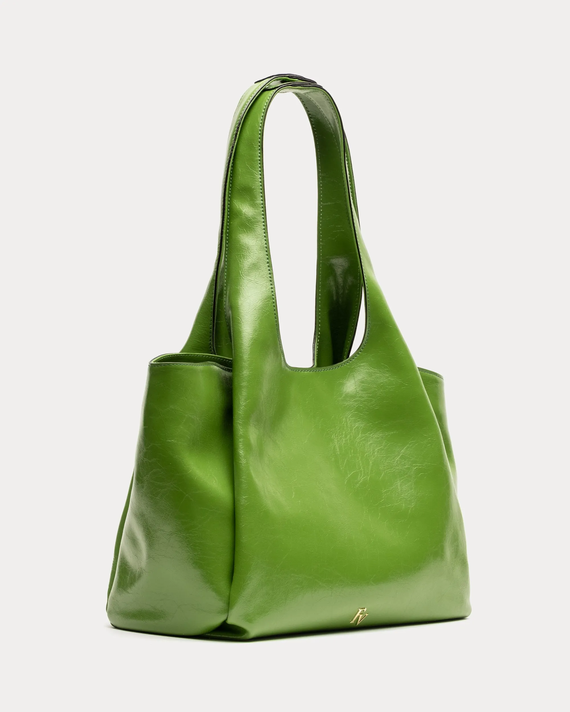 Portia Satchel - Crinkled Leather Green