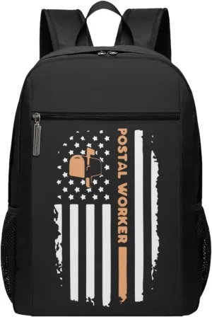 Postal Worker Flag Travel Laptop Backpack, Business Anti Theft Slim Sturdy Laptops Backpacks, College Computer Bag Gift for Men & Women Fits 17 Inch Notebook,Black