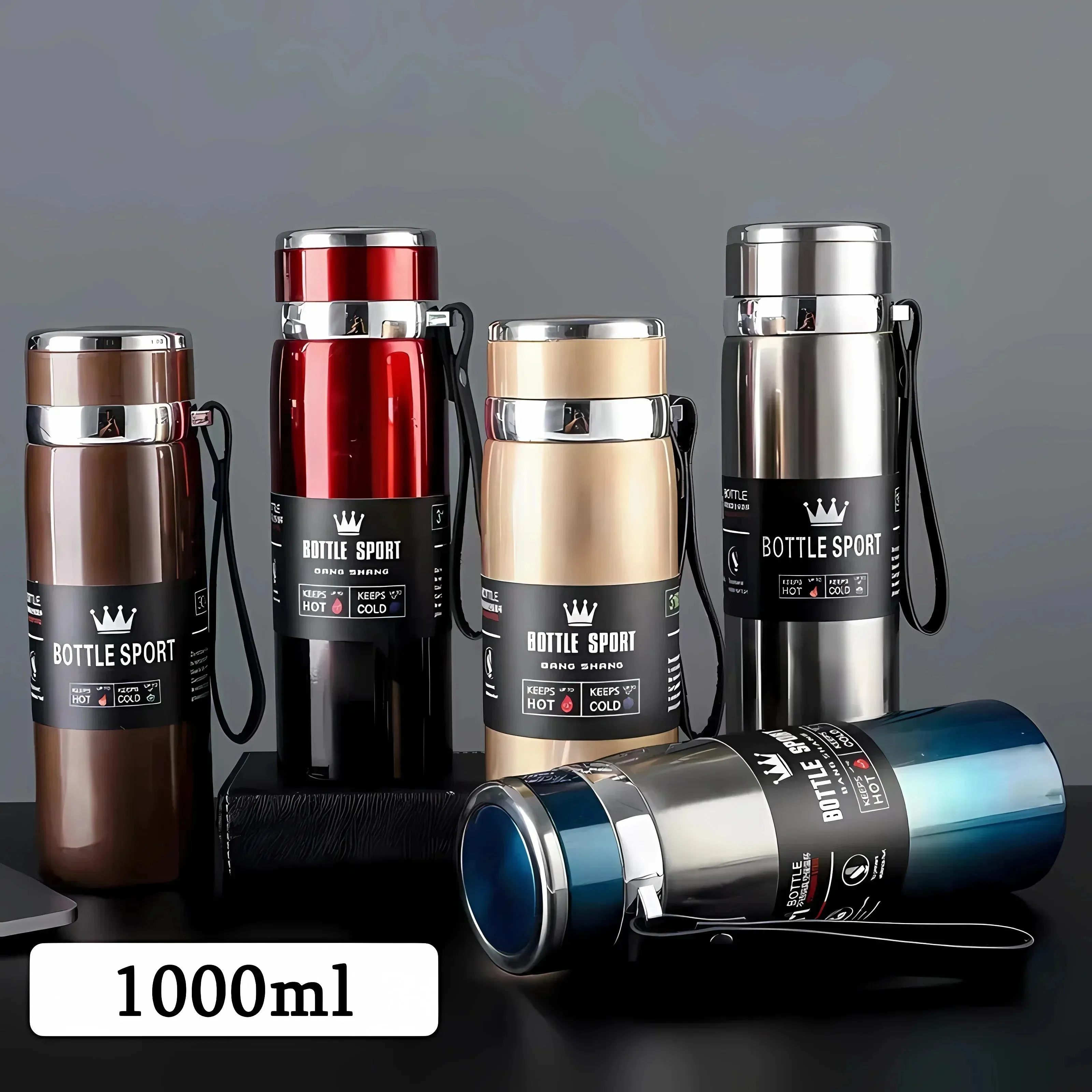 Premium Thermal Water Bottle 1000ml - Stainless Steel Vacuum Insulated Flask for Hot & Cold Drinks, BPA-Free Thermos for Coffee, Tea, and Daily Hydration, Ideal for Travel, Office, Hiking & Gift Giving