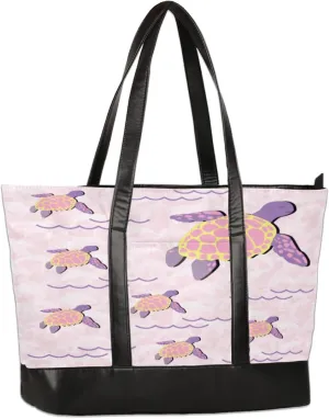Pretty Colorful Turtles Laptop Tote Bag for Women Lightweight Work Purse with Multiple Compartments Fits 13-15.6 Inch Laptop Tablet Shoulder Bag for Office Travel Daily Use