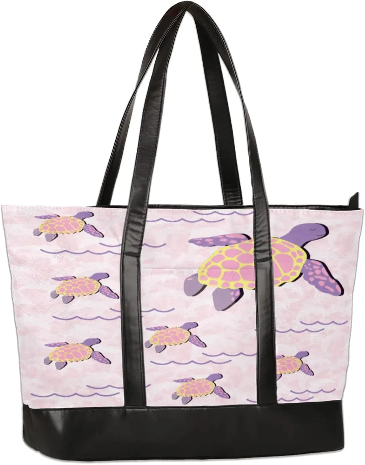 Pretty Colorful Turtles Laptop Tote Bag for Women Lightweight Work Purse with Multiple Compartments Fits 13-15.6 Inch Laptop Tablet Shoulder Bag for Office Travel Daily Use