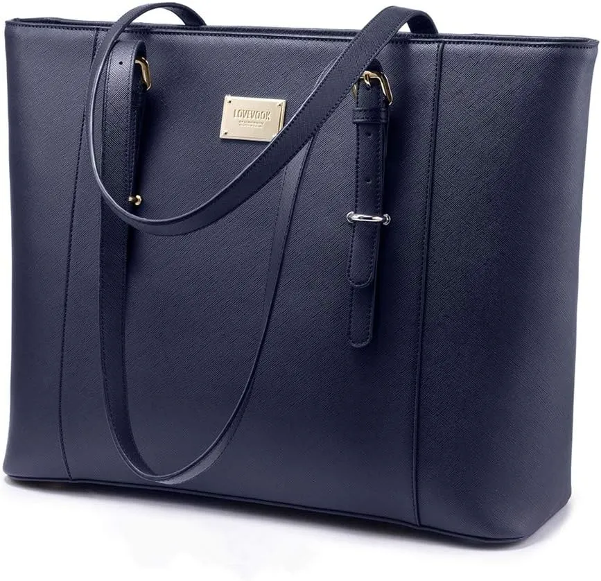 Professional Laptop Tote - Large Computer Bag for Women, Padded Compartment for Up to 15.6 Inch Laptops, Navy