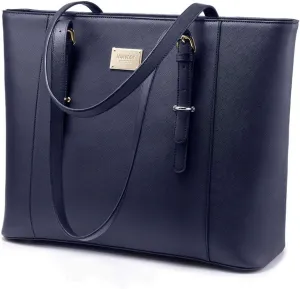 Professional Laptop Tote - Large Computer Bag for Women, Padded Compartment for Up to 15.6 Inch Laptops, Navy