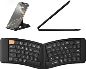 ProtoArc Ergonomic Foldable Keyboard, XK03 Split Folding Travel Bluetooth Keyboard, Ultra Slim, Portable for iPad, iPhone, Tablet, Laptop, PC