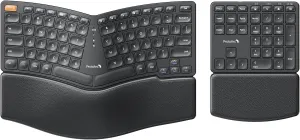 ProtoArc Wireless Ergonomic Keyboard, EK04 2.4GHz Wireless Ergo Keyboard with Separate Numeric Keypad, Split Design, Wrist Rest, Rechargeable, for Windows, Desktop, PC, Laptop