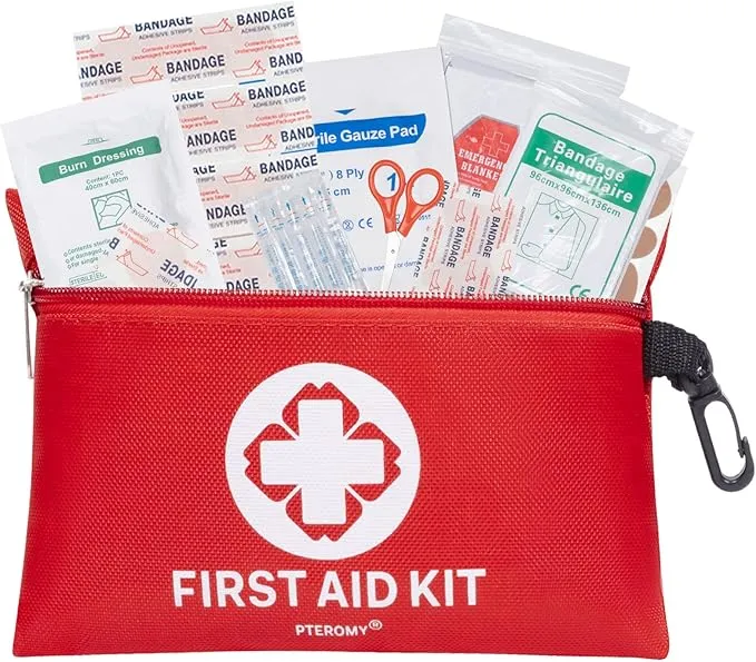 PTEROMY 150 Piece Mini First Aid Kit, Portable Small Emergency Kits Compact 1st Aid Kit for Car, Travel, Home, Camping, Outdoor, Hiking
