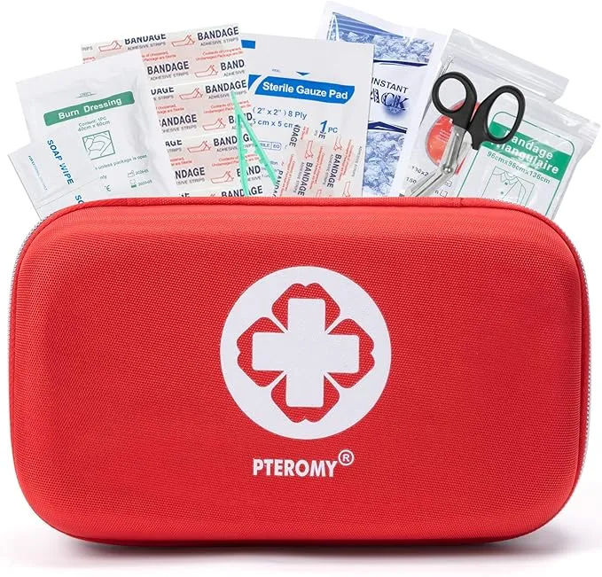 PTEROMY 300 Piece First Aid Kit, Portable Small Emergency Kits Compact 1st Aid Kit with Hard Storage Case for Car, Travel, Home, Camping, Outdoor, Hiking
