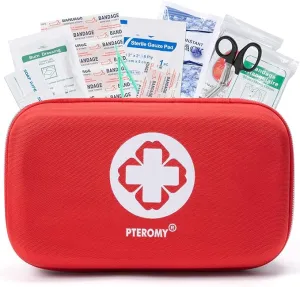 PTEROMY 300 Piece First Aid Kit, Portable Small Emergency Kits Compact 1st Aid Kit with Hard Storage Case for Car, Travel, Home, Camping, Outdoor, Hiking