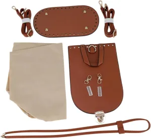 PU Leather Bag Making Kit Woven Bag for Shoulder Bag, Crossbody Bag, Tote Parts, Brown