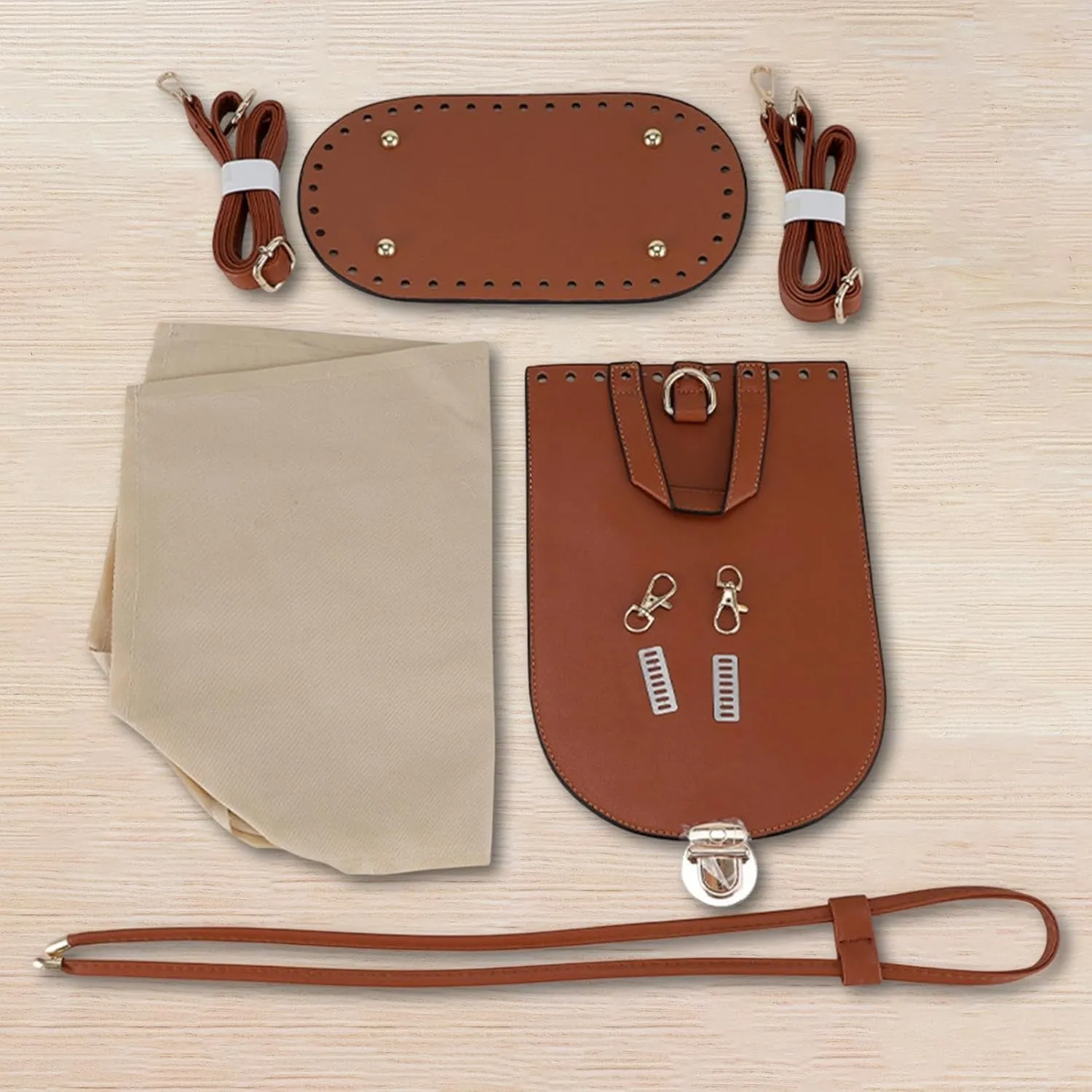PU Leather Bag Making Kit Woven Bag for Shoulder Bag, Crossbody Bag, Tote Parts, Brown