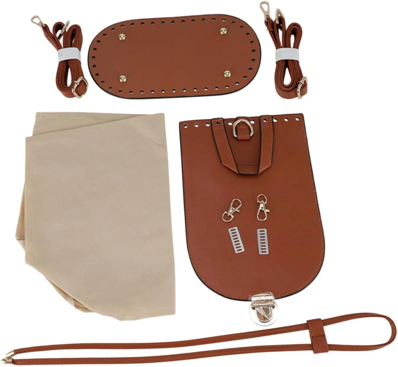 PU Leather Bag Making Kit Woven Bag for Shoulder Bag, Crossbody Bag, Tote Parts, Brown