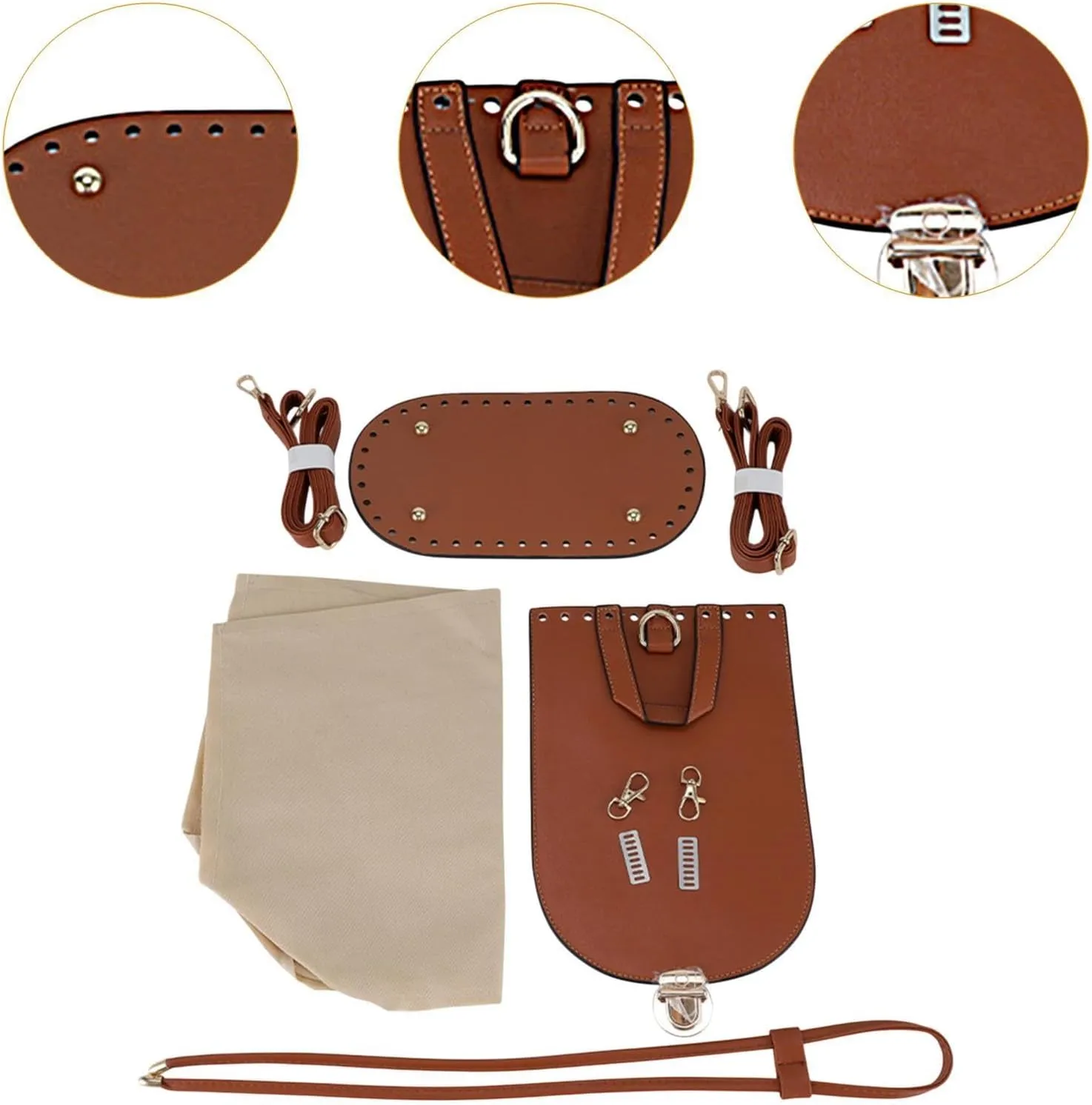PU Leather Bag Making Kit Woven Bag for Shoulder Bag, Crossbody Bag, Tote Parts, Brown