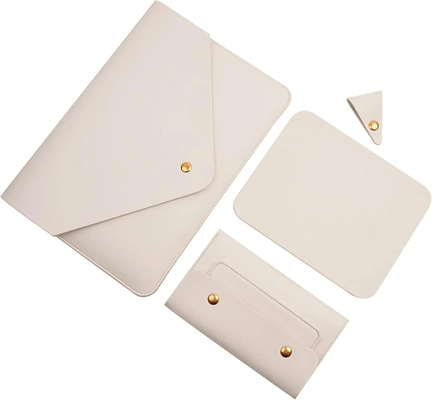 PU Leather Laptop Sleeve for 15.3 inch MacBook Air 2023/2024, Surface Laptop 15/Book 13.5/Studio - White
