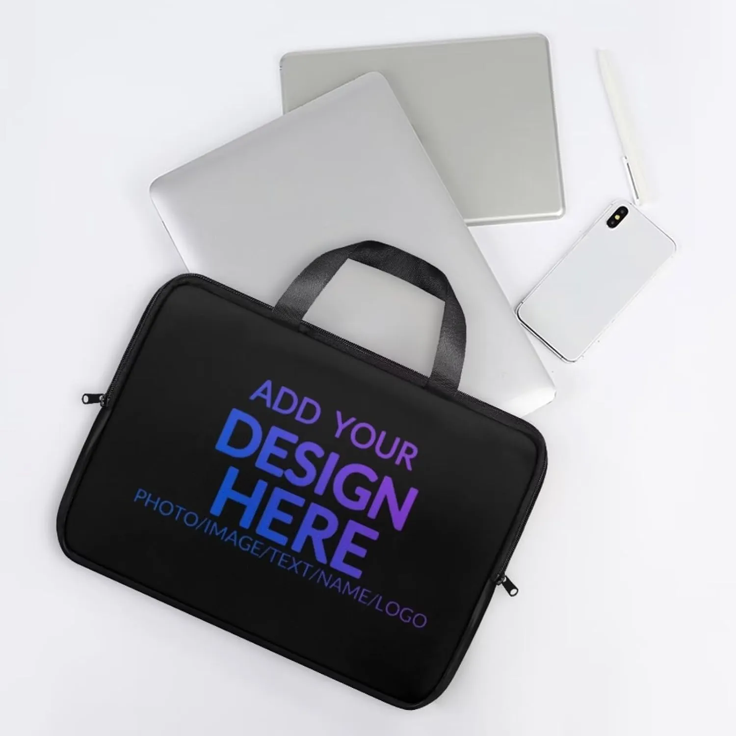 PU Leather Print Laptop Bag Computer Carrying Case Fits Laptop and Tablet, Sleek Design