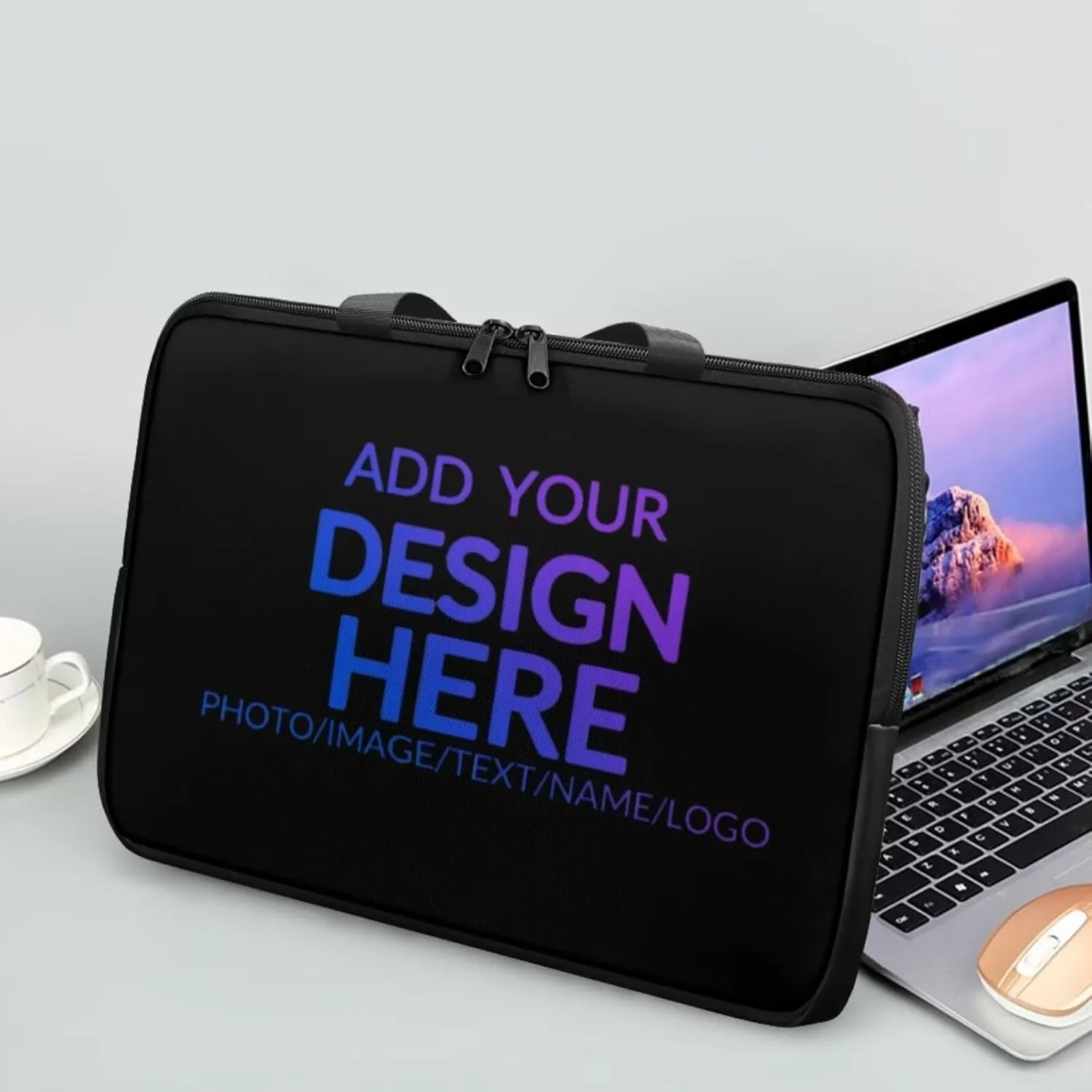 PU Leather Print Laptop Bag Computer Carrying Case Fits Laptop and Tablet, Sleek Design