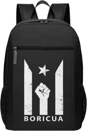 Puerto Rico Resiste Boricua Travel Laptop Backpack, Business Anti Theft Slim Sturdy Laptops Backpacks, College Computer Bag Gift for Men & Women Fits 17 Inch Notebook,Black