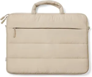 Puffy Cloud Laptop Sleeve 13/15 Inch – Soft Quilted Case with Handle, Padded Protection for 15 Inch Laptops, Beige