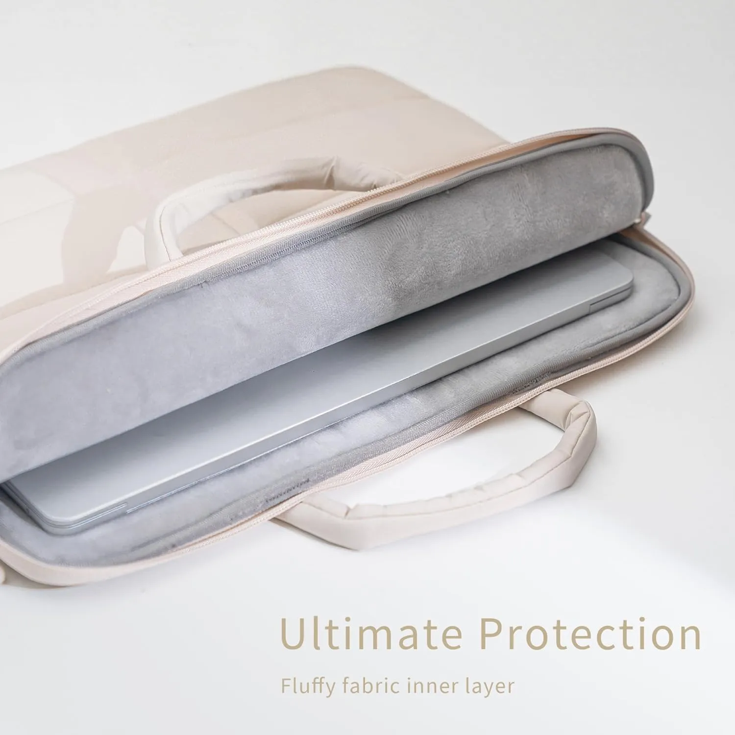 Puffy Cloud Laptop Sleeve 13/15 Inch – Soft Quilted Case with Handle, Padded Protection for 15 Inch Laptops, Beige