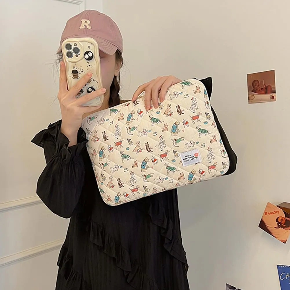 Puffy Laptop Sleeve Case, 13 Inch Quilted Laptop Protective Bag, Kawaii Aesthetic Notebook Sleeve