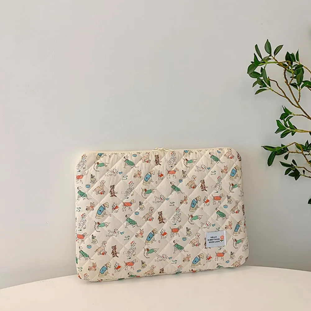 Puffy Laptop Sleeve Case, 13 Inch Quilted Laptop Protective Bag, Kawaii Aesthetic Notebook Sleeve