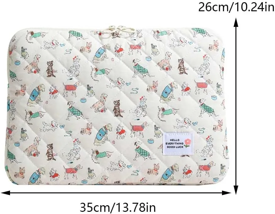 Puffy Laptop Sleeve Case, 13 Inch Quilted Laptop Protective Bag, Kawaii Aesthetic Notebook Sleeve
