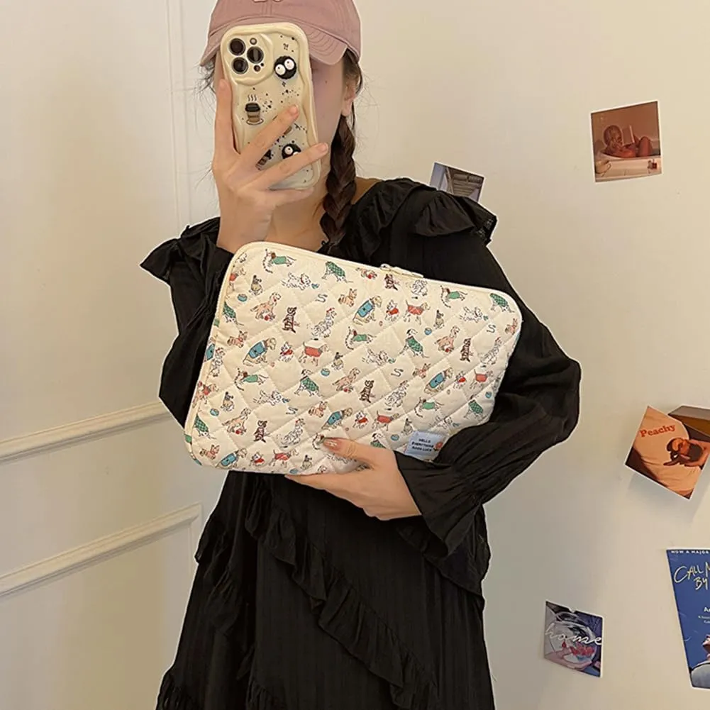 Puffy Laptop Sleeve Case, 13 Inch Quilted Laptop Protective Bag, Kawaii Aesthetic Notebook Sleeve