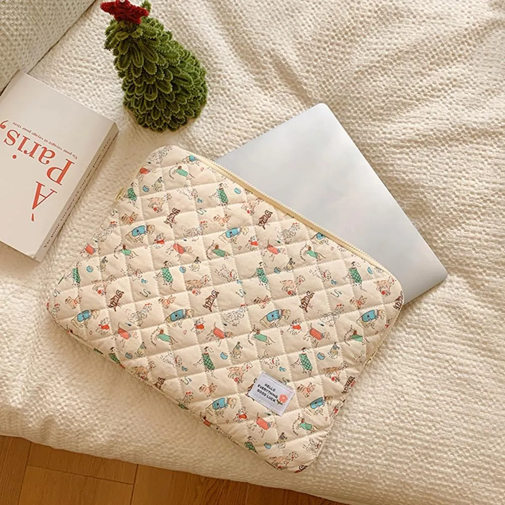 Puffy Laptop Sleeve Case, 13 Inch Quilted Laptop Protective Bag, Kawaii Aesthetic Notebook Sleeve