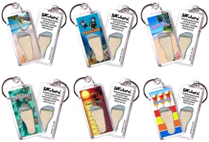 Punta Cana FootWhere® Souvenir Keychains. 6 Piece Set. Made in USA