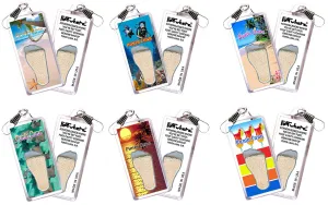 Punta Cana FootWhere® Souvenir Zipper-Pulls. 6 Piece Set. Made in USA