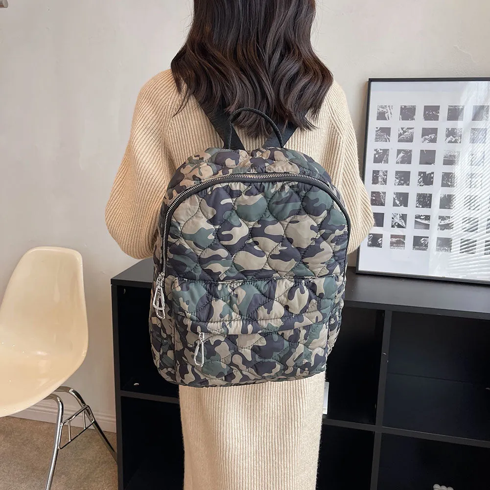 Quilted Nylon Backpack Womens Winter Fashion