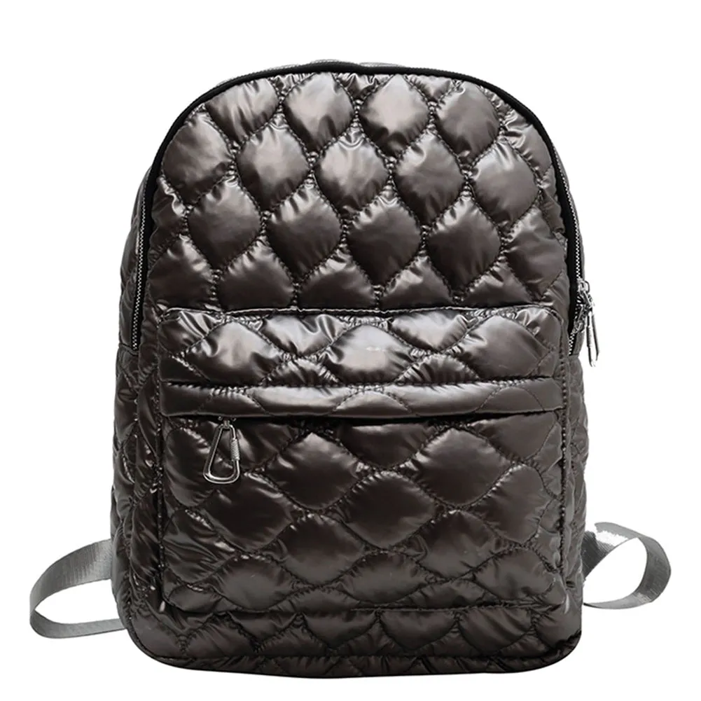 Quilted Nylon Backpack Womens Winter Fashion