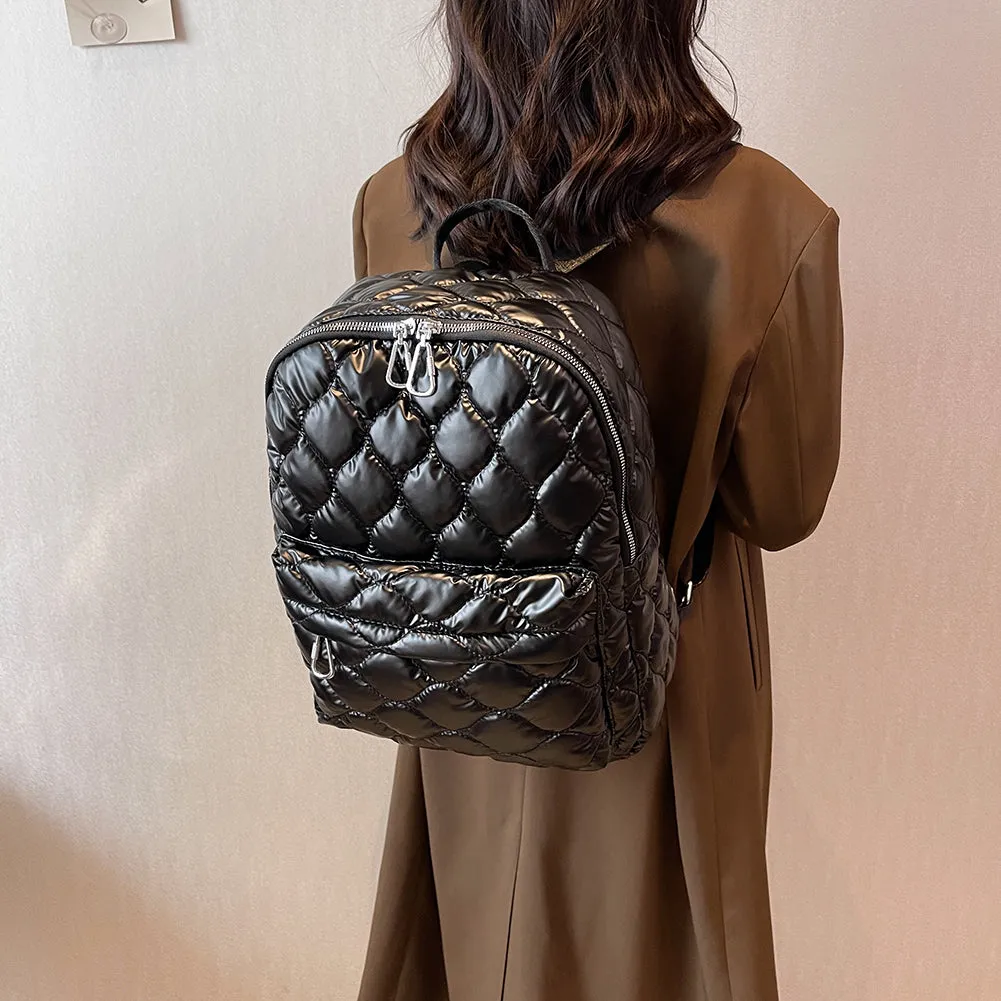 Quilted Nylon Backpack Womens Winter Fashion