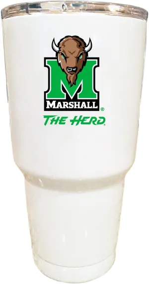 R and R Imports Marshall Thundering Herd 24 oz Insulated Stainless Steel Tumbler White Officially Licensed Collegiate Product