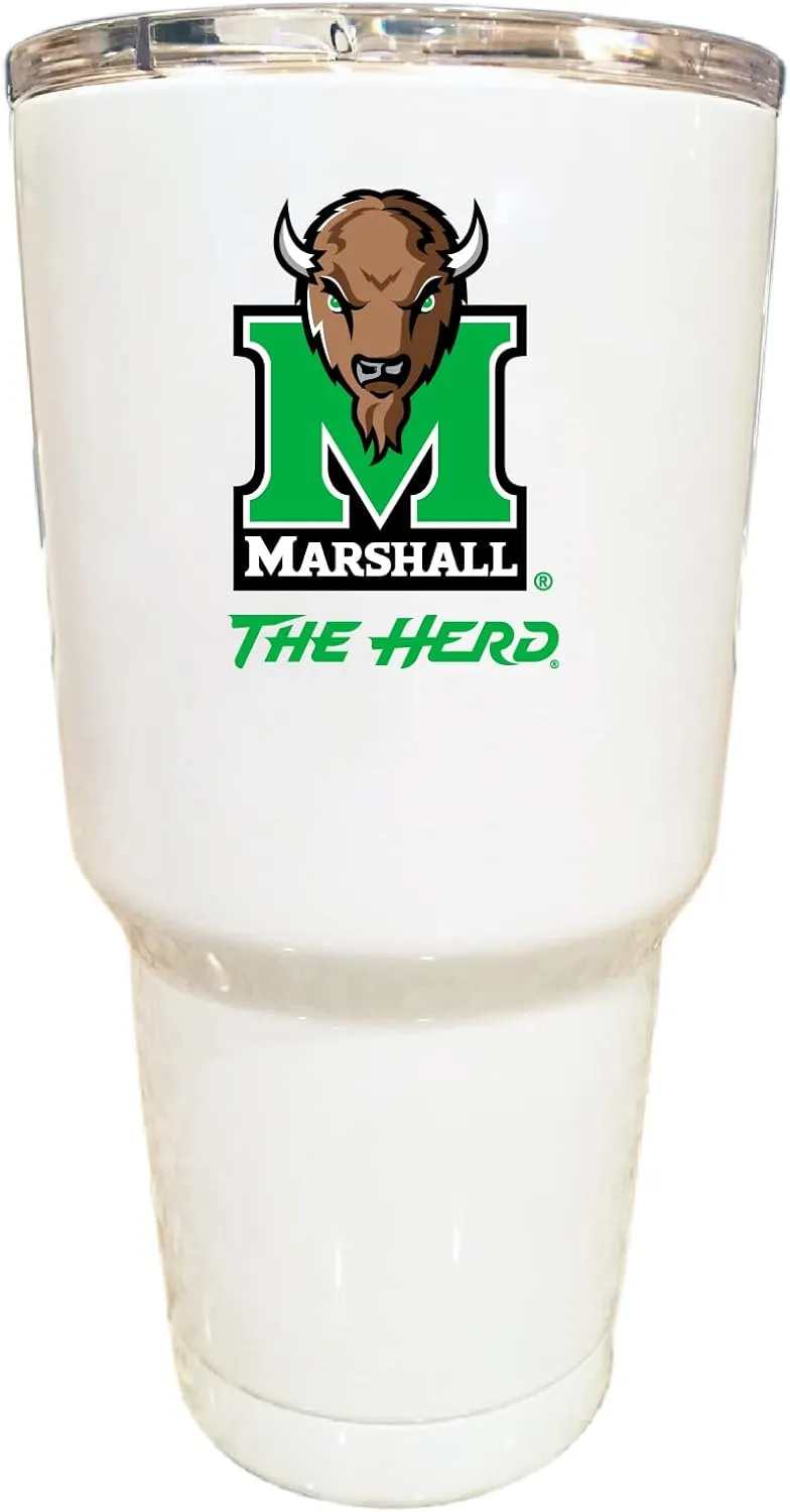 R and R Imports Marshall Thundering Herd 24 oz Insulated Stainless Steel Tumbler White Officially Licensed Collegiate Product