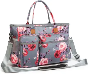 Rabjen Nurse Tote Bag for Work with Padded 15.6” Laptop Sleeve, Medical Supplies Shoulder Bag for Home Health Care